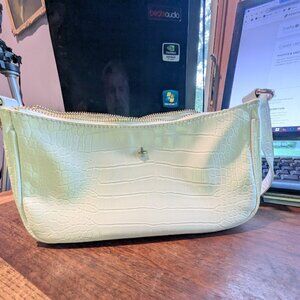 White Faux Alligator Bag By Peta Jain